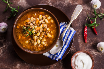 Meat soup with beans
