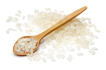Rice with wooden spoon