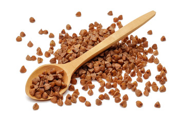 Buckwheat with wooden spoon
