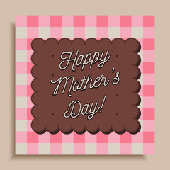 Creative Happy Mother's Day greeting card design. Celebration message written on biscuit / cracker.
