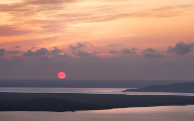 Sunset over the lakes. Opuk.