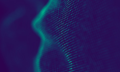 Abstract Blue Geometrical Particles on Purple Background . Connection structure. Science blue background. Futuristic Technology HUD Element . onnecting dots and lines . Big data and Business