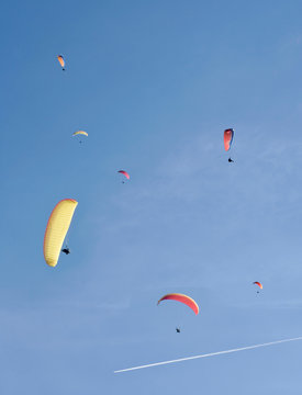 Paragliding in blue skies
