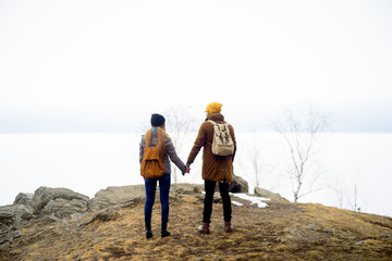 Young couple in mountains