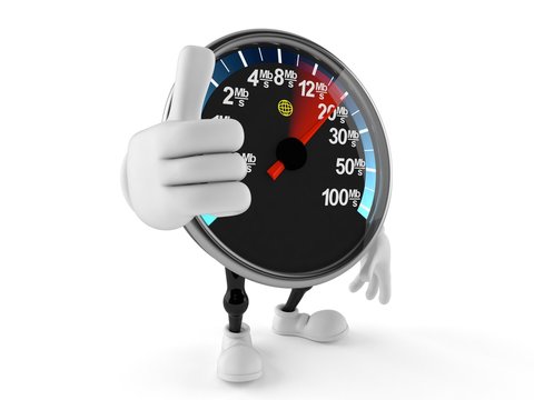 Network Speed Meter Character With Thumbs Up