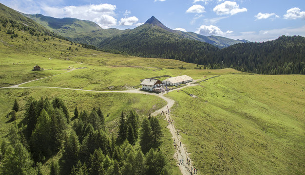 Alpe di Nemes hut and Col Quatern&agrave; in the background, Pusteria valley, Italy