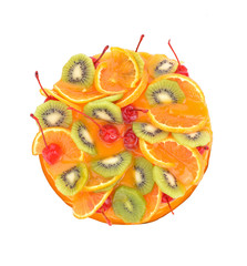 Orange cake isolated on white background.