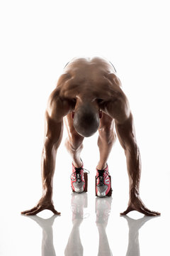 Runner at starting block