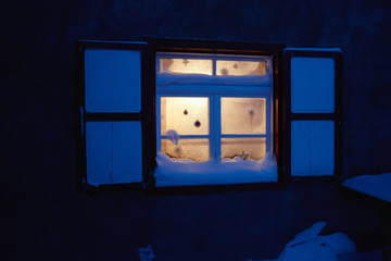 Snow covered window sill