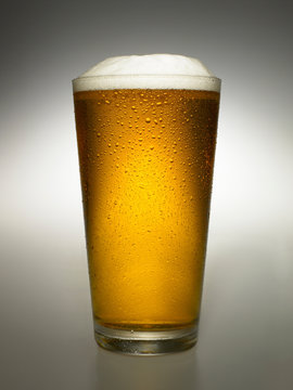 Close up of glass of beer