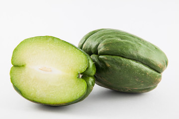 Chayote (Sechium edule) isolated in white background