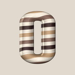 3D mocha number 0 letter O coffee concept isolated with clipping path