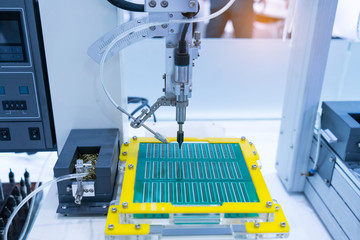 PCB Processing on CNC machine working in factory