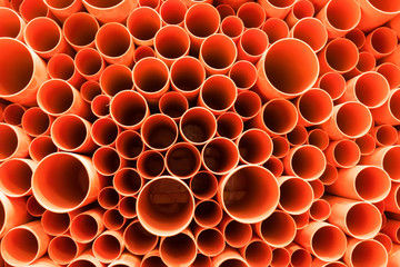 PVC pipes stacked in construction site