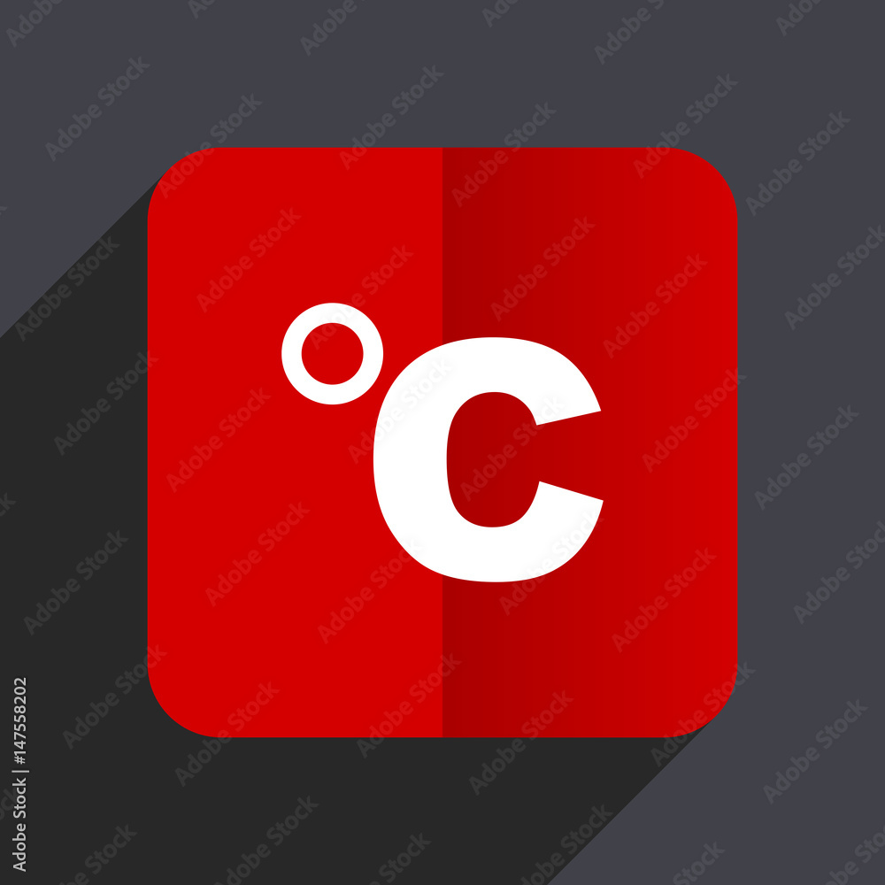 Aufkleber Celsius flat design white and red vector web icon on gray background with shadow in eps10.