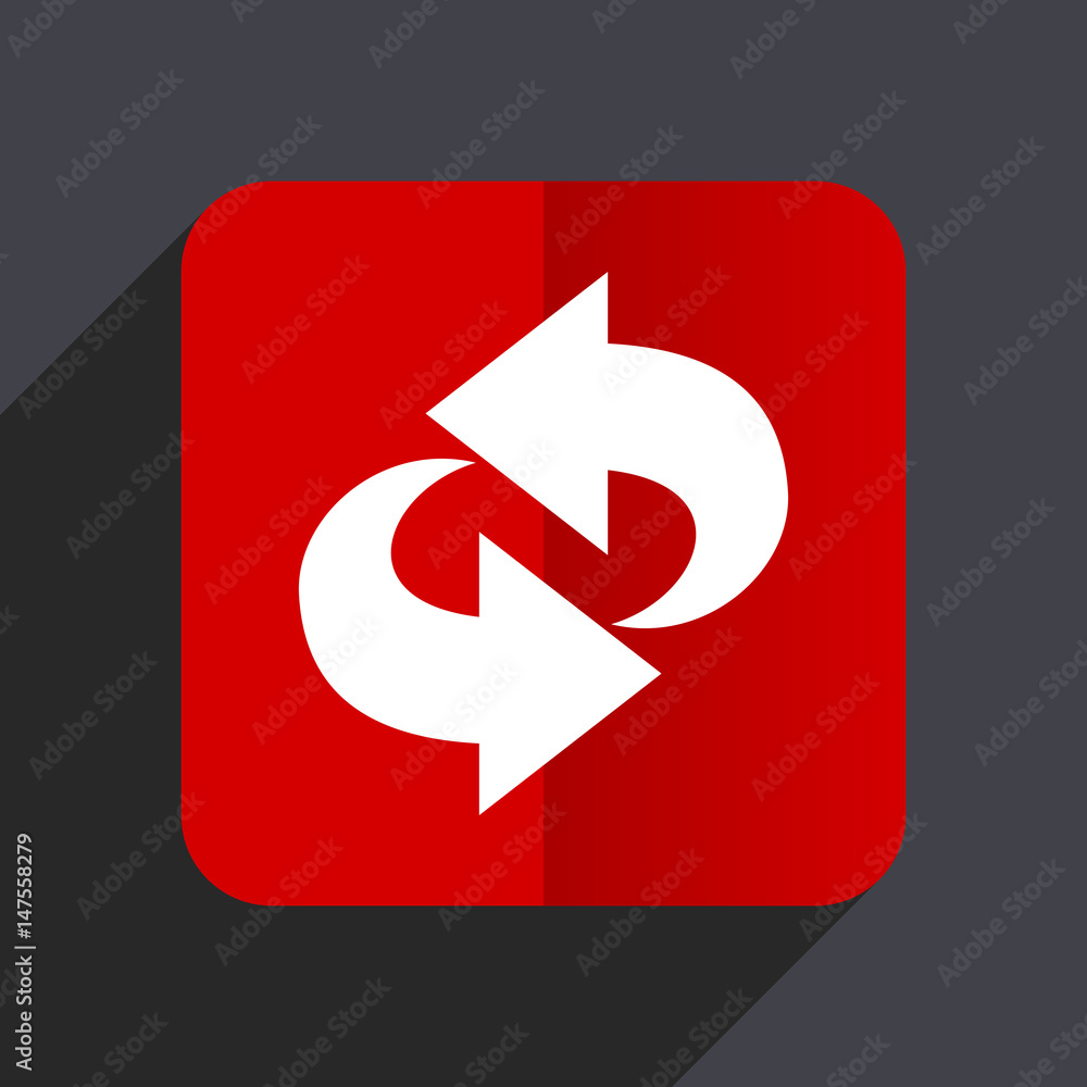Aufkleber Rotation flat design white and red vector web icon on gray background with shadow in eps10.