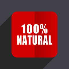 Natural flat design white and red vector web icon on gray background with shadow in eps10.