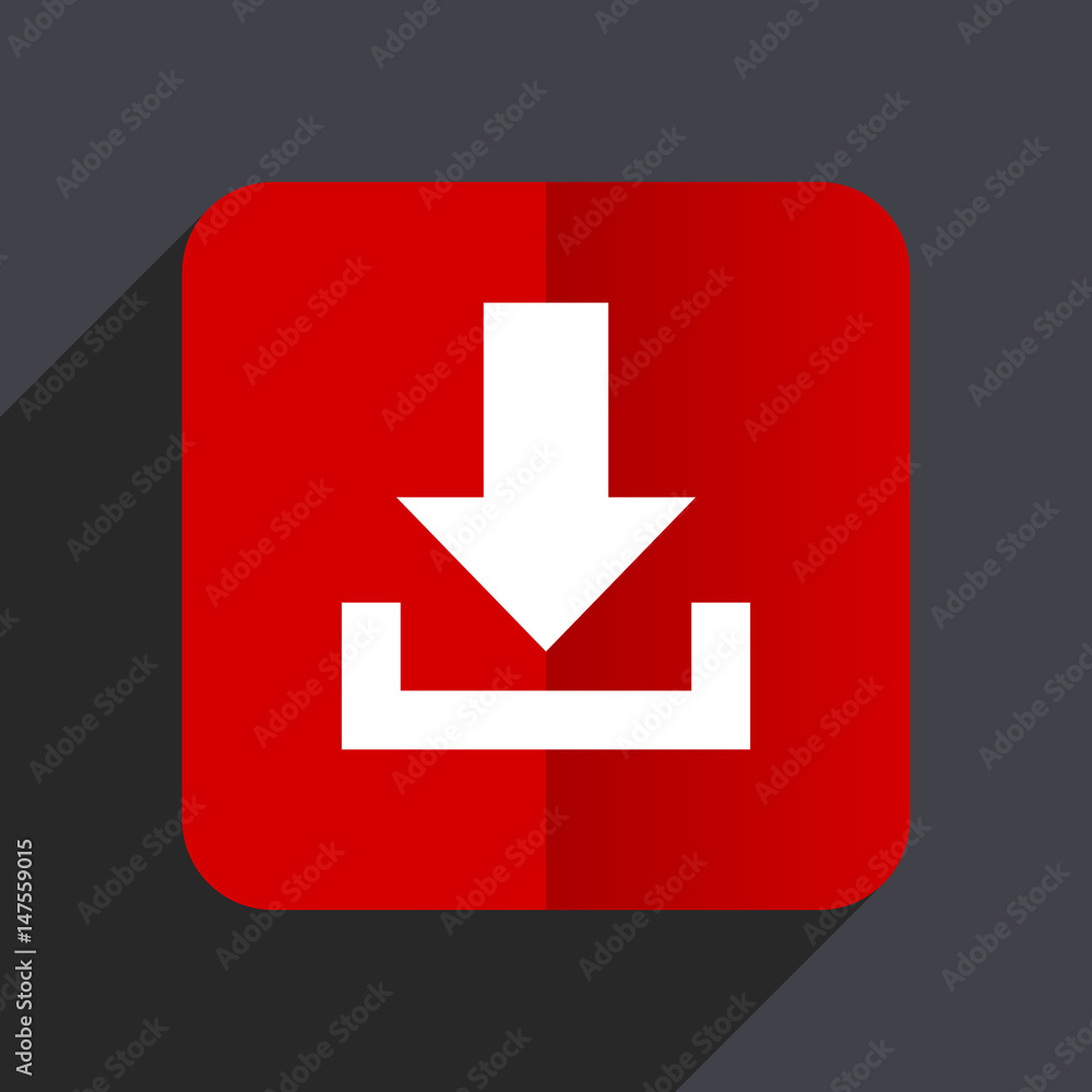 Leinwandbilder download flat design white and red vector web icon on gray background with shadow in eps10.