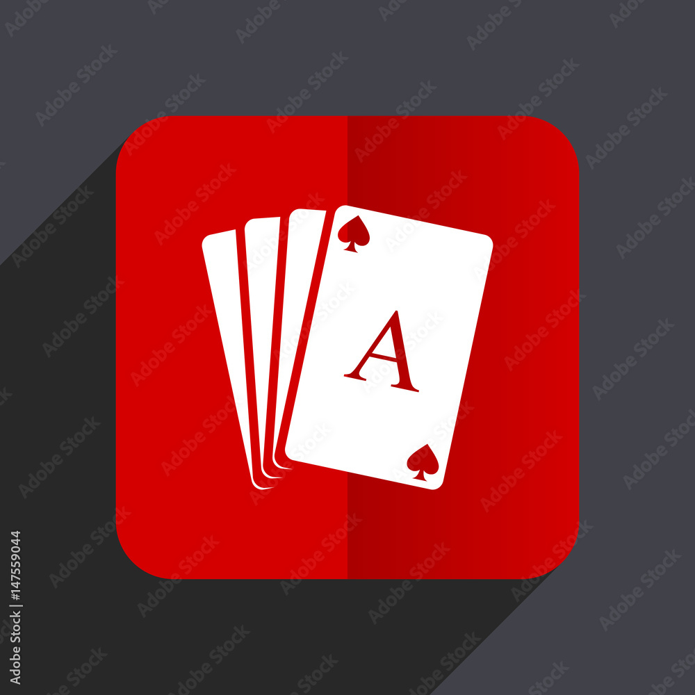 Fototapete card flat design white and red vector web icon on gray background with shadow in eps10.