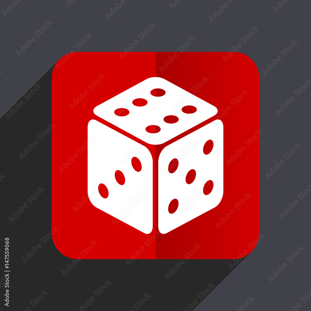 Fototapete Game flat design white and red vector web icon on gray background with shadow in eps10.