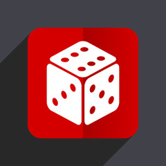 Game flat design white and red vector web icon on gray background with shadow in eps10.