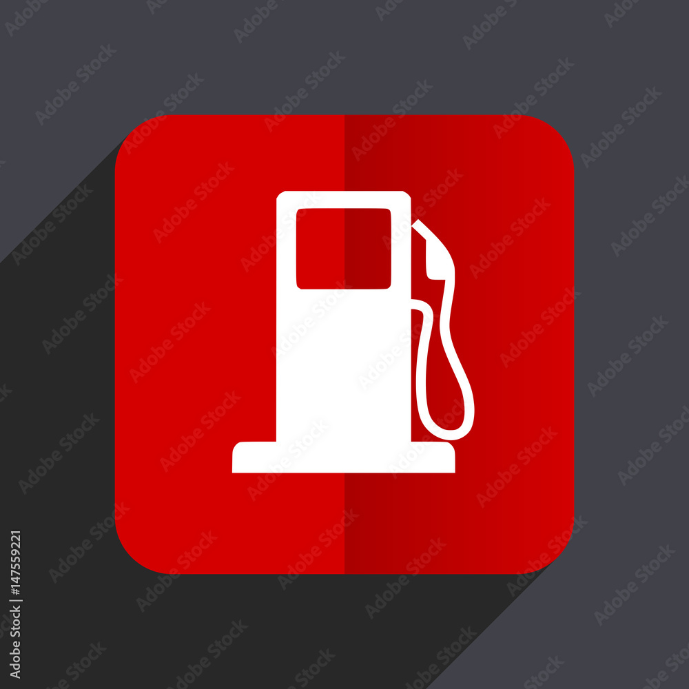 Aufkleber Petrol flat design white and red vector web icon on gray background with shadow in eps10.