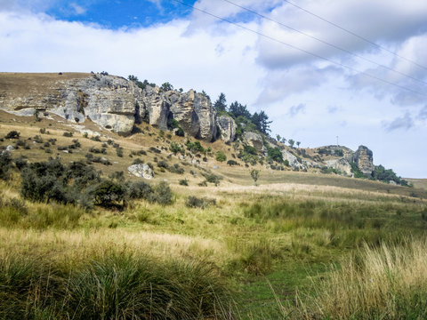 Rocky landscape with cliffs, New Zealand