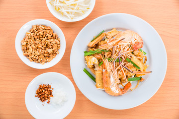 Pad Thai ,Stir fried noodle with shrimp and vegetables