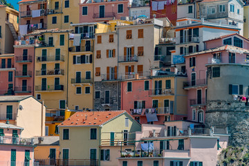 View of the colorful city of Manarola in the Gulf of Five Lands in Italy