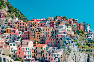 Obraz premium Selling colorful lands of five lands in italy in the lugura coast