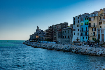 Naklejka premium Panorama of Portovenere in liguria italy at sunset