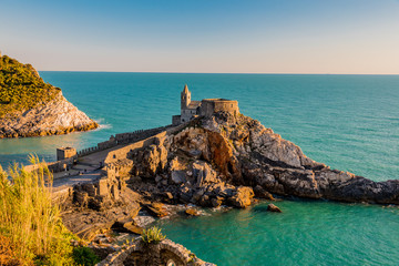 Panorama of Portovenere in liguria italy at sunset