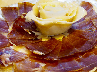 Sliced serrano ham