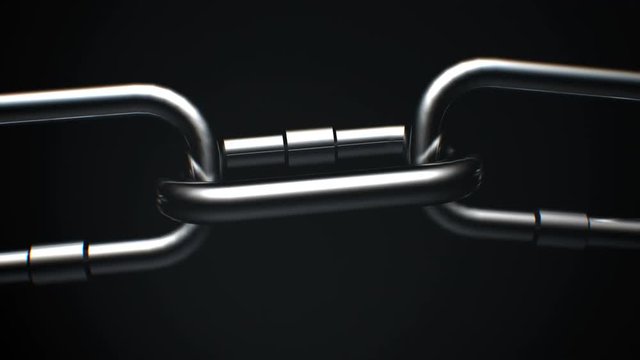 Close up versions of 4k Metal Chain links going limp then tightened until the weakest link explodes in flames.