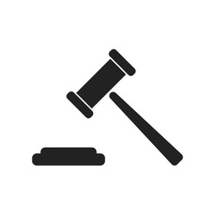 Auction hammer vector icon. Court tribunal flat icon.