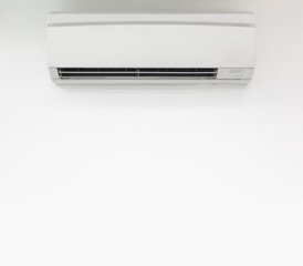 Air conditioner on white wall background. copy space