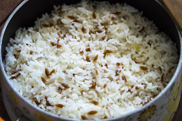 Rice pilaf, rice pilaf in pot, turkish rice pilaf
