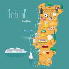 Map of Portugal vector illustration, design