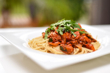 Spaghetti mit vegetarischer Bolognese