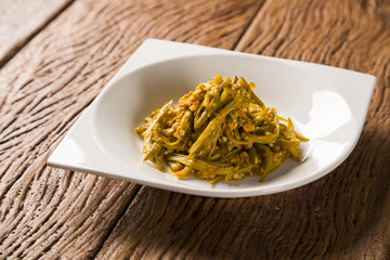 Caruru - Brazilian food made from okra, onion, shrimp, palm oil and toasted peanuts and cashews. Typical food from Bahia