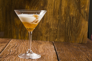 Greek yoghurt with honey in a glass