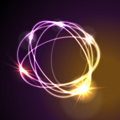 Glowing neon abstract circles shiny background