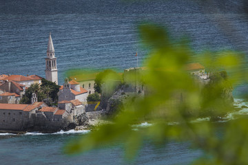 Naklejka premium Sew view to the Old Town od Budva in Montenegro