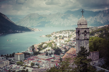 Kotor, Montenegro. Bay of Kotor bay is one of the most beautiful places on Adriatic Sea, it boasts the preserved Venetian fortress, old tiny villages, medieval towns and scenic mountains.