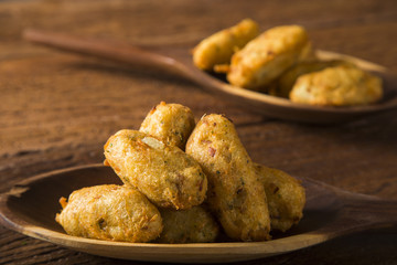 salt cod fritters, bunuelos de bacalao