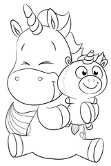 Niedliches Einhorn mit Kuscheltier Vektor Illustration