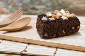 chocolate brownie with nut topping