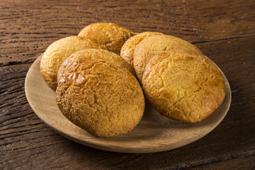Fototapeta premium Cracker with corn flour called Broa caxambu in Brazil.