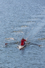 Two older men in a Sculling boat © Lars Johansson