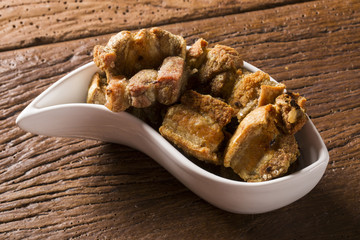 Delicious appetizer of fried pork rinds